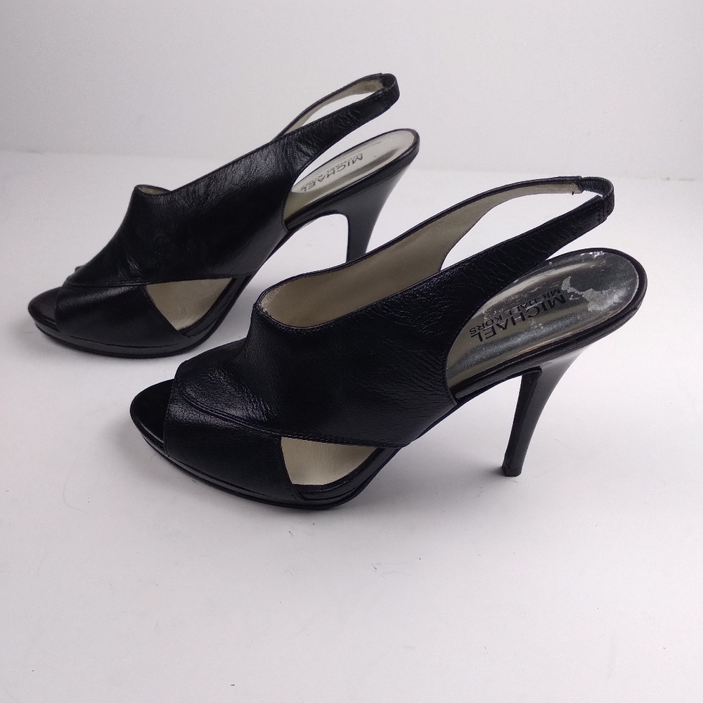 Michael Kors sling back open toe heels black size 10.5